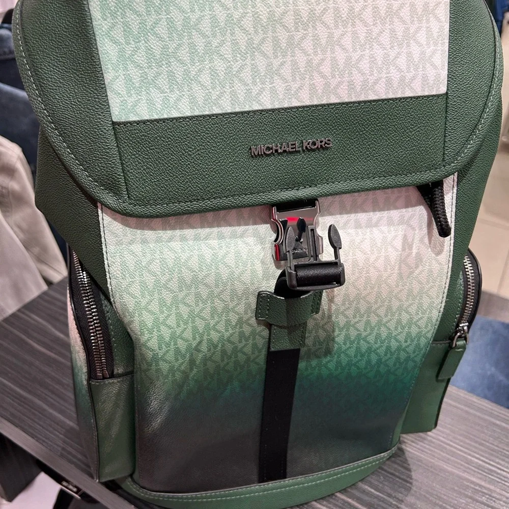 Men's Michael Kors dome Backpack cooper logo brown / green NWT - Picture 4 of 16